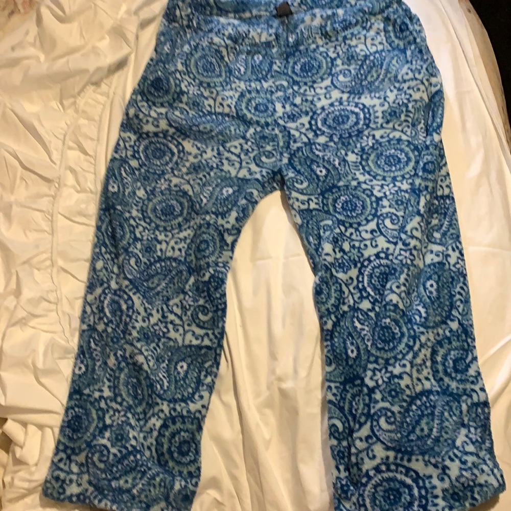 Soft plush blue/light blue paisley print pj pants